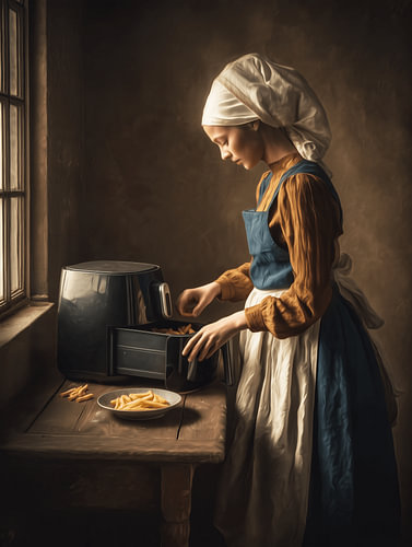 Chips from the vintage hot-air fryer