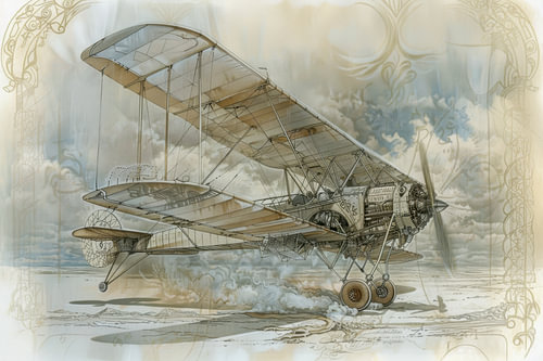 Drawing of a vintage biplane 