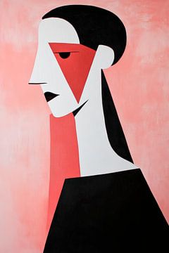 Geometrisch portret in zachte tinten van Poster Art Shop