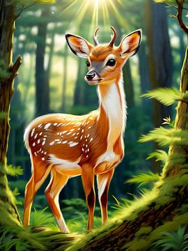 Hirsche im Sonnenlicht von Ivonne Fuhren-van de Kerkhof