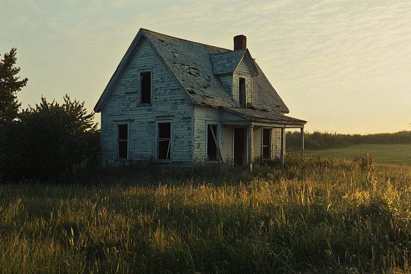 Verwittertes Bauernhaus in der Landschaft von Art & Soul Creations