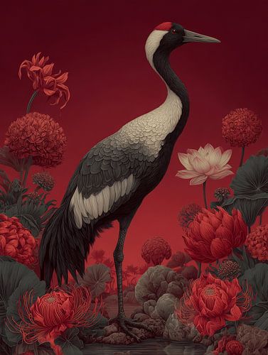 Ode an den Kranich im Blumenmeer