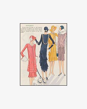 Remarque | Art Deco mode prent | Vriendinnen, hond, hondjes, en fashion | Vintage prent van NOONY