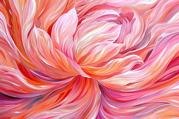 Surrealistische abstracte tulip in levendige kleuren van De Muurdecoratie