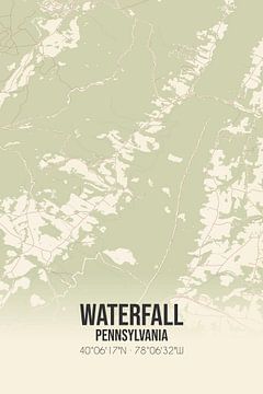 Vieille carte de Waterfall (Pennsylvanie), USA. sur Rezona
