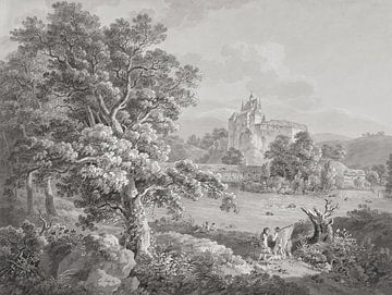 Vissers op de rivier Zschopau bij kasteel Kriebstein, Saksen, Adrian Zingg