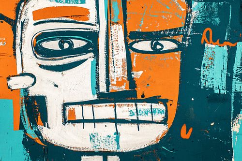 Abstract portret in dynamische kleuren