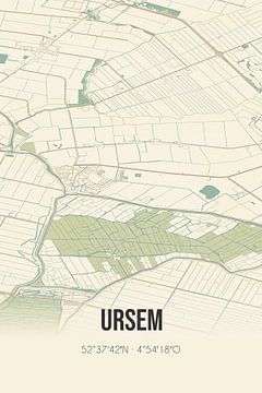 Vintage map of Ursem (North Holland) by Rezona