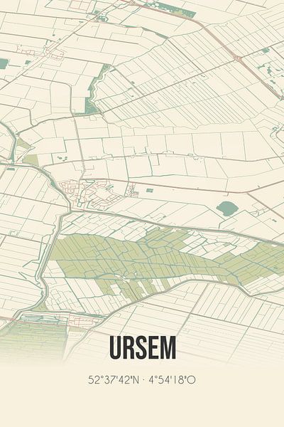 Vieille carte d'Ursem (Hollande du Nord) par Affiches de lieux