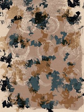 Abstracte vormen en lijnen in bruin en grijs van Abstract Minimalist Art