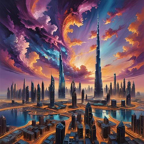 De skyline van Dubai