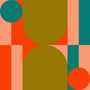 Funky retro geometrisch 4_1. Moderne abstrakte Kunst in hellen Farben. von Dina Dankers