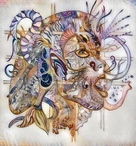 Käfigblume, Serie von Gesichtern, Pastell von Mathilde Art, by Mirjam Zunnebeld