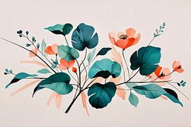 Moderner botanischer Druck im japanischen Stil von Art & Soul Creations