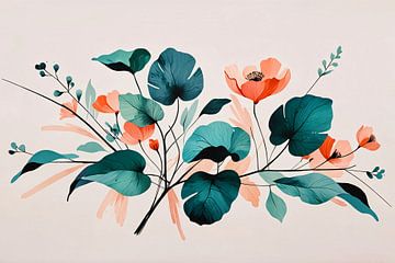 Moderne Japandi stijl botanische print van Art & Soul Creations