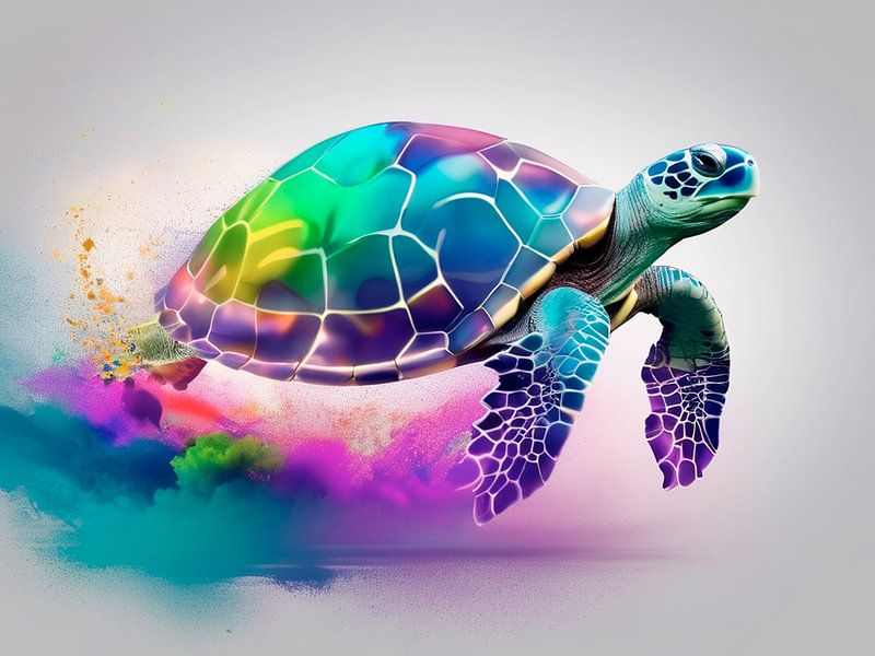 Neon Sea Turtle by Rizal Azhari