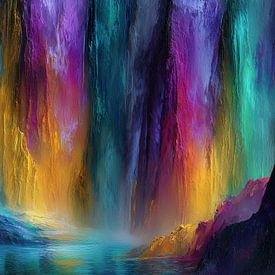 Wasserfall in Farbe abstraktes Panorama von TheXclusive Art