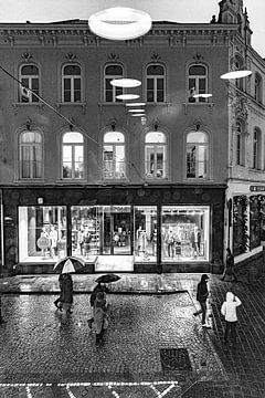 Triptych: umbrellas in the street (3 of 3) by Mark Litjens Art