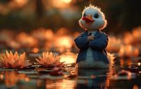 Die Dapper Duck in einem Lotusparadies