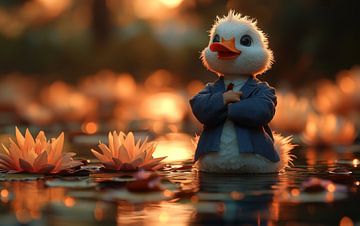 Die Dapper Duck in einem Lotusparadies