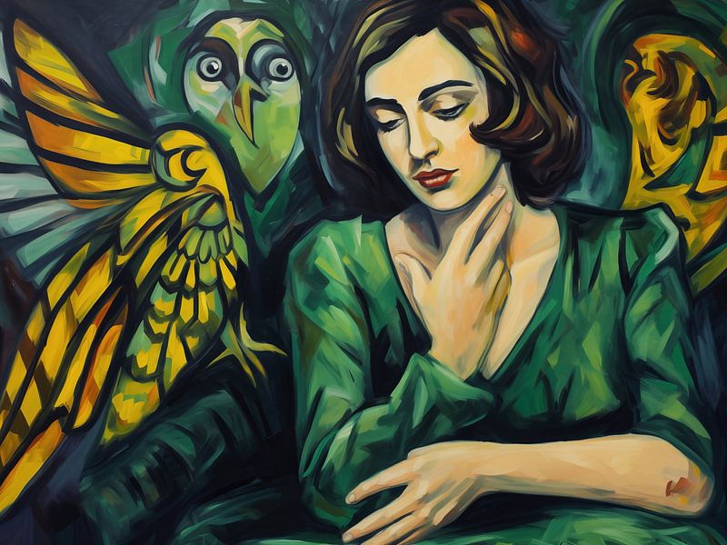 Portret van een vrouw met een demon - Geïnspireerd op Duits expressionisme van Frank Daske | Foto & Design
