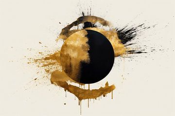 Cercle abstrait or et noir sur Digitale Schilderijen