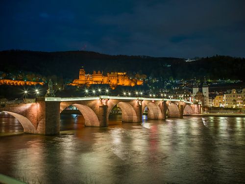Heidelberg - Oude Brug, Kasteel en Oude Stad bij nacht