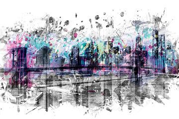 Modern Art NEW YORK CITY Skyline | Spatten  van Melanie Viola