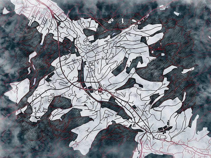 Map of Baden-Baden with the style 'White Winter' by Maporia