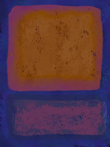 Modern abstract expressionisme. Roestig oker, paars en blauw.