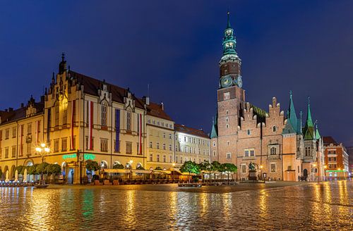 An illuminated evening in Wrocław, Poland