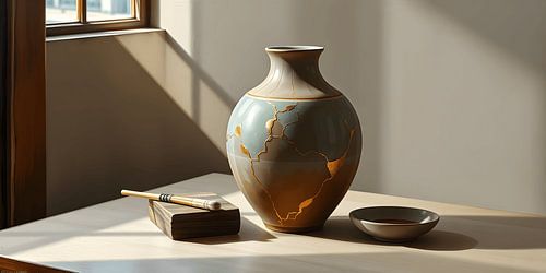 Japanse Japandi Kintsugi Stilleven – De Schoonheid van Herstel