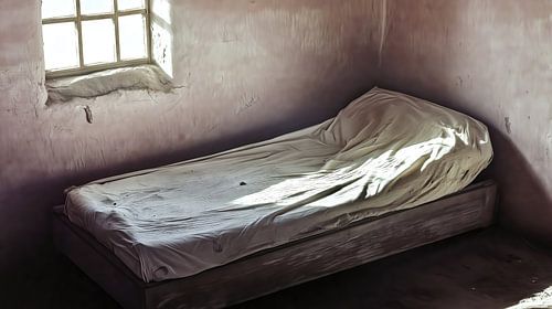 Zonnestralen in een schaars ingerichte kamer
