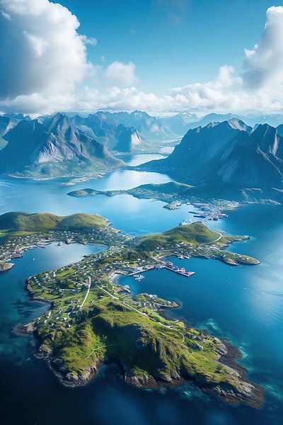Traumhaftes Norwegen von oben von fernlichtsicht