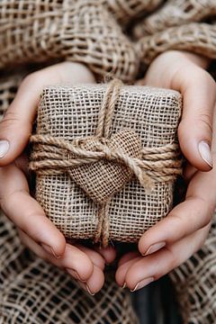 Rustiek ingepakt cadeau met hartaccent van Art & Soul Creations