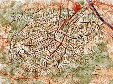 Kaart van Stuttgart in de stijl 'Serene Summer' van Maporia