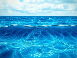 A Serene Seascape of Rolling Ocean Waves Under a Vast by Artistic