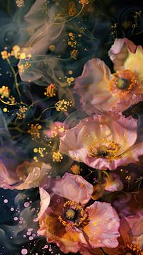 Rozen met Gouden Accenten | Bloemen Schilderij voor de Tuin van I ❤ Bloemen