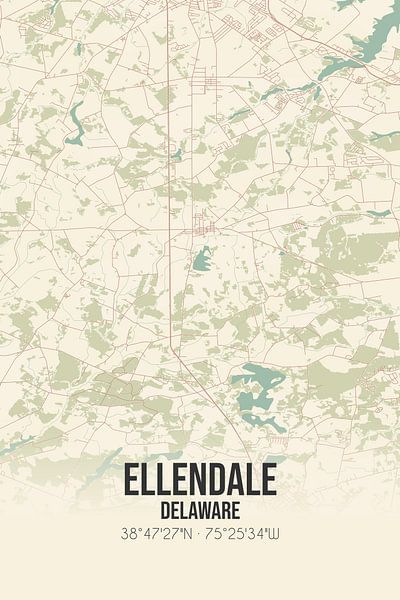 Carte ancienne d'Ellendale (Delaware), USA. par Affiches de lieux