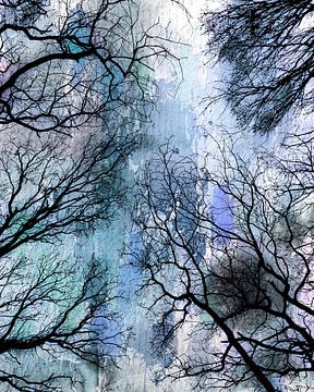 Abstrakte Wald Landschaft im winterlichen Norden von Mad Dog Art