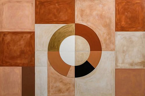 Geometrisch schilderij met aardetinten