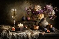 Chocolate Cake and Figs - Mysterious Elegant Still Life