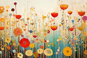 Coquelicots dans le style de Gustav Klimt