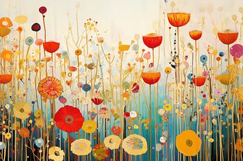 Mohnblumen im Stil von Gustav Klimt