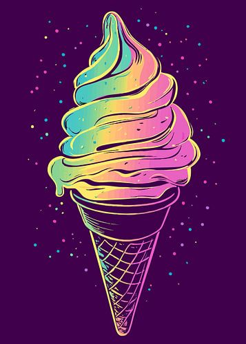 Regenboog softijs in neonkleuren