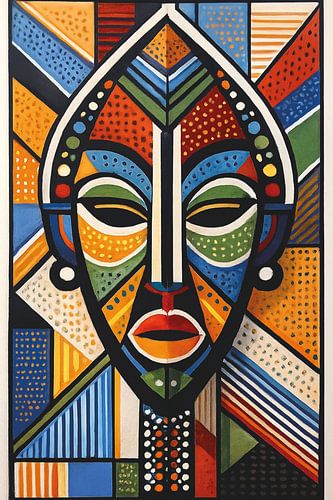 Kleurrijke illustratie van een Zulu-masker.