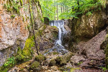 View of the Lainbach waterfall near Mittenwalde in Bavaria