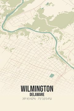 Carte ancienne de Wilmington (Delaware), Etats-Unis. sur Rezona