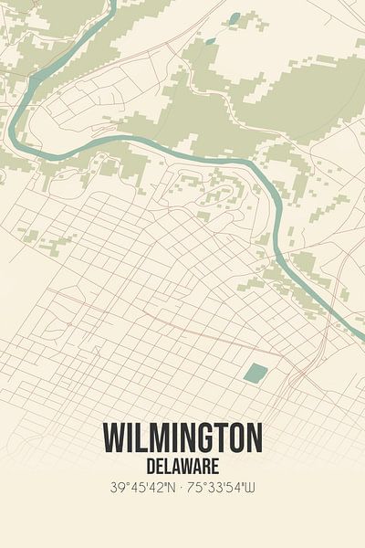Carte ancienne de Wilmington (Delaware), Etats-Unis. par Affiches de lieux