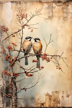 Twee vogels op een tak van Carla van Zomeren